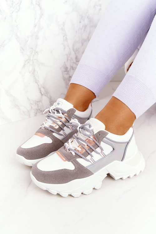 Damskie Sneakersy Na Masywnej Podeszwie Białe Power