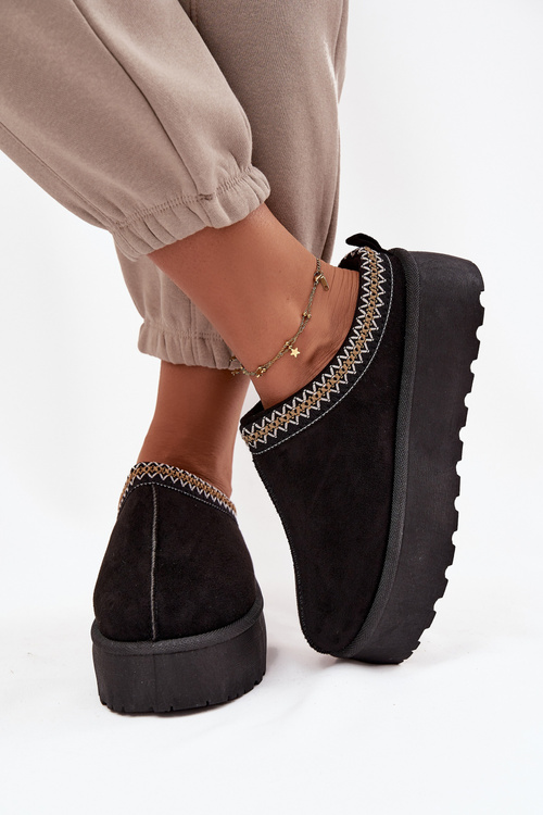 Śniegowce Damskie Z Ozdobnym Haftem Czarne Jenira