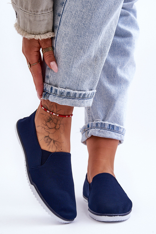 Damskie Tenisówki Slip-On Granatowe Versali