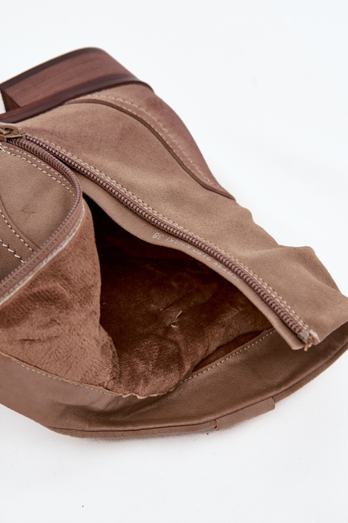 Botki Damskie Na Niskim Obcasie Z Marszczeniem Ocieplane Khaki Gracia