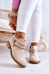 Zamszowe Botki Z Łańcuszkiem Beżowe Talitha