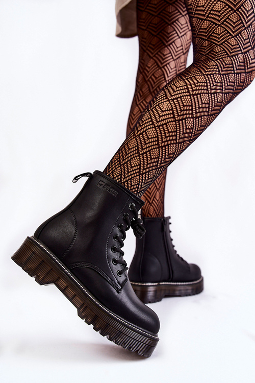 Damskie Botki Na Suwak Big Star KK274537 Czarne