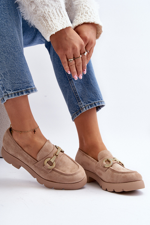 Damskie Mokasyny Z Ozdobą Beżowe Railenes