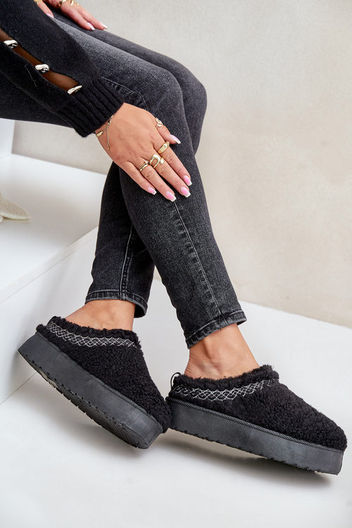 Śniegowce Na Platformie Z Futerkiem Typu Baranek Czarne Mesirra