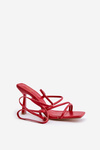 Stylowe Sandały Na Szpilce Z Paskami Czerwone Saredi