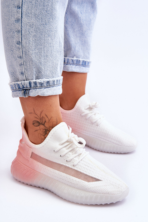 Wsuwane Buty Sportowe Ombre Biało-Różowe Boston