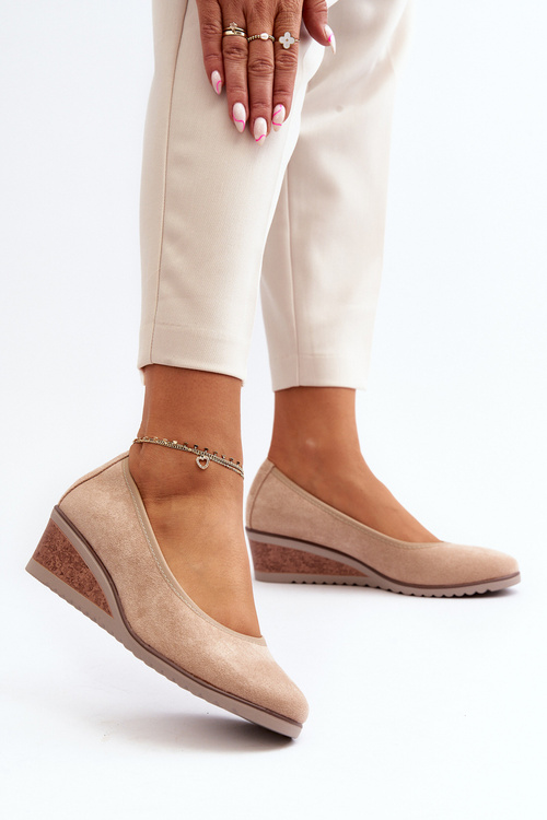 Damskie Półbuty Na Koturnie Beżowe Belli