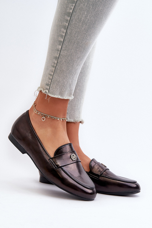 Mokasyny Damskie Na Płaskim Obcasie Czarne Sylvaine