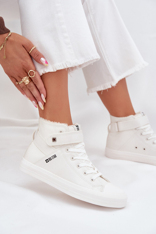 Skórzane Ocieplane Trampki BIG STAR V274541FW Białe