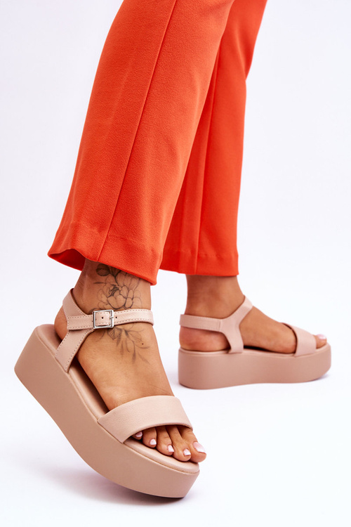 Damskie Sandały Na Masywnej Platformie Nude Casen