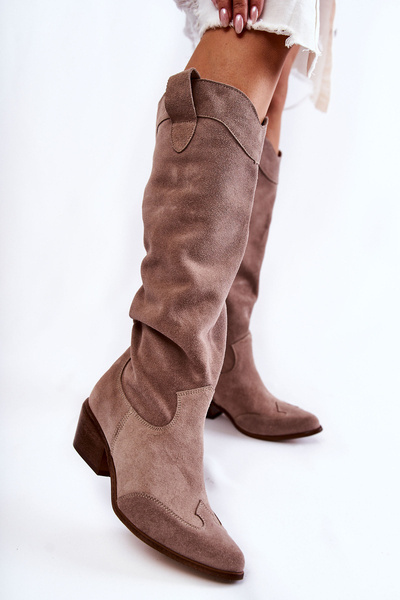 Damskie Kozaki Na Obcasie Lewski Shoes 3235 Cappucino