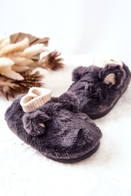 Papcie Ocieplane Ze Ściągaczem Ciemnoszare Dessi