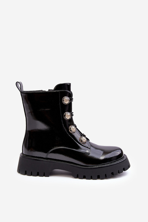 Damskie Ocieplane Botki Z Ozdobnymi Guzikami D&A MR870-51 Czarne