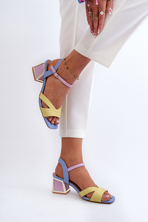 Pastelowe Sandały Damskie Na Obcasie D&A CR482 Żółte