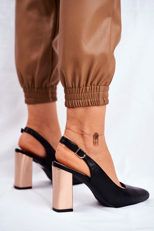 Czółenka Na Złotym Słupku Sergio Leone PB218 Czarne