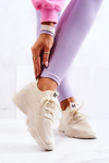 Sportowe Buty Sneakersy Materiałowe Jasnobeżowe Nolene