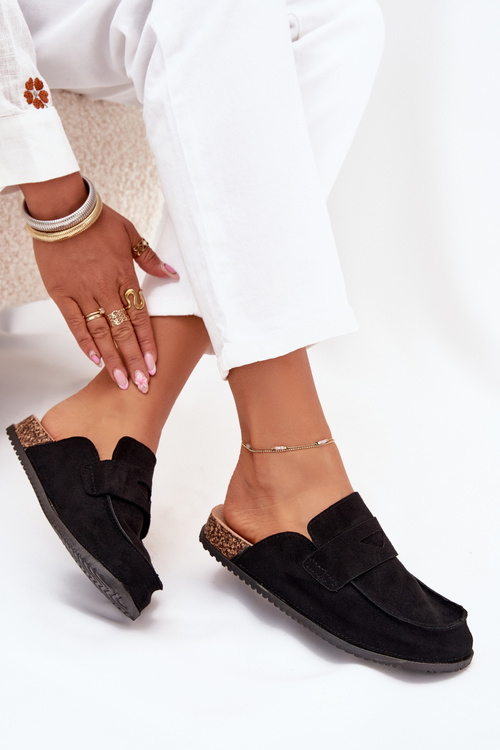 Klapki Chodaki Damskie Na Korkowej Platformie Czarne Nivalia