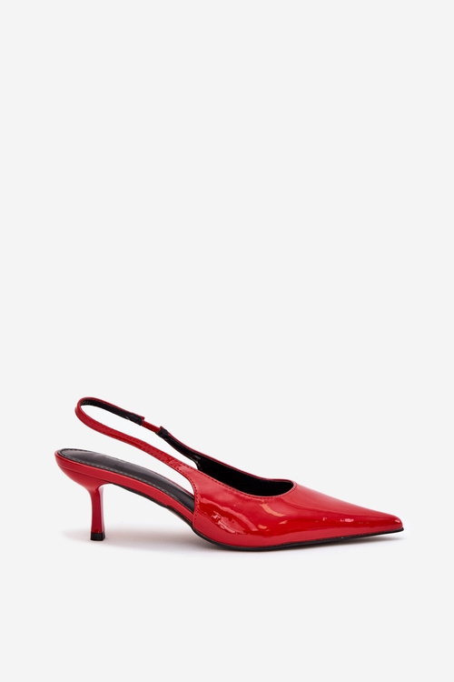 Lakierowane Czółenka Na Szpilce Z Odkrytą Piętą Czerwone Talira