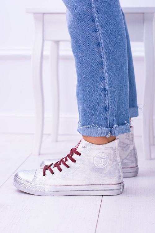 Big Star Wysokie Białe Posrebrzane Tenisówki Trampki BB274016