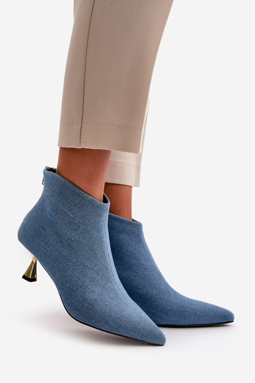 Botki Jeansowe Damskie Na Szpilce Niebieskie Terlena