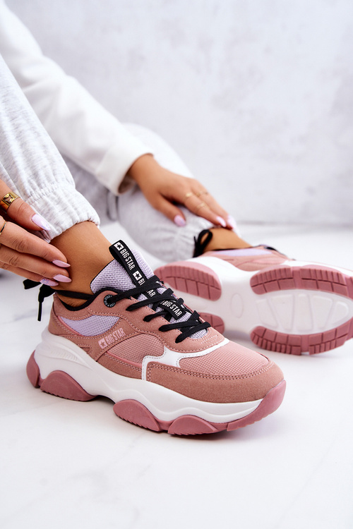 Damskie Sneakersy Buty Sportowe Big Star JJ274577 Różowe