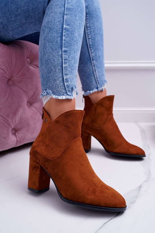 Botki Damskie Na Obcasie Sergio Leone Camel BT525