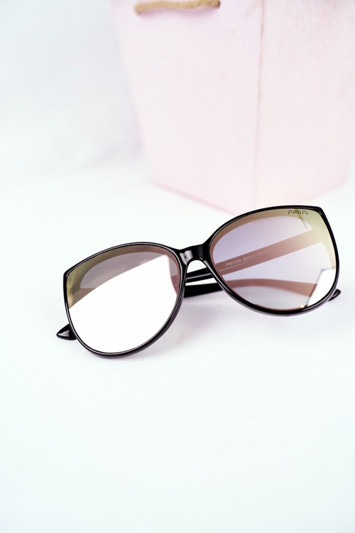 Czarne Okulary Przeciwsłoneczne Prius PR-V26 Różowe Brokat