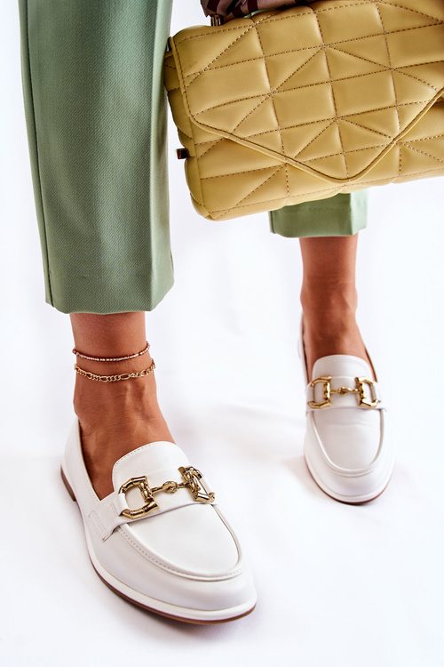 Damskie Skórzane Mokasyny Białe Coriso