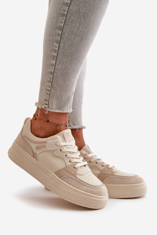 Damskie Niskie Sneakersy Z Eko Skóry Big Star OO274029 Beżowe