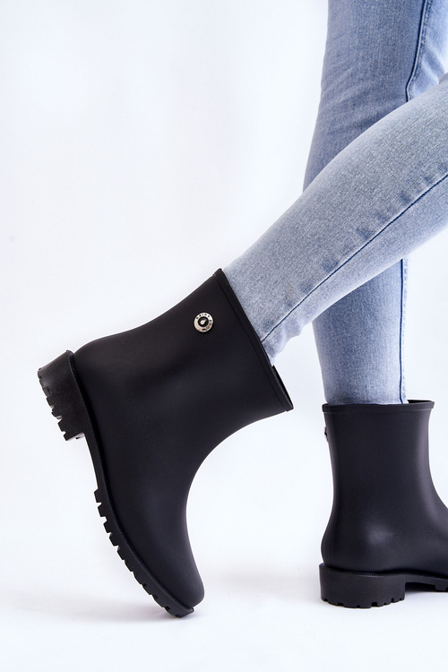 Damskie Klasyczne Wsuwane Kalosze Czarne Floriana