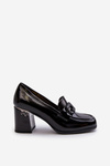 Półbuty Damskie Na Słupku Lakierowane Czarne D&A MR38-973