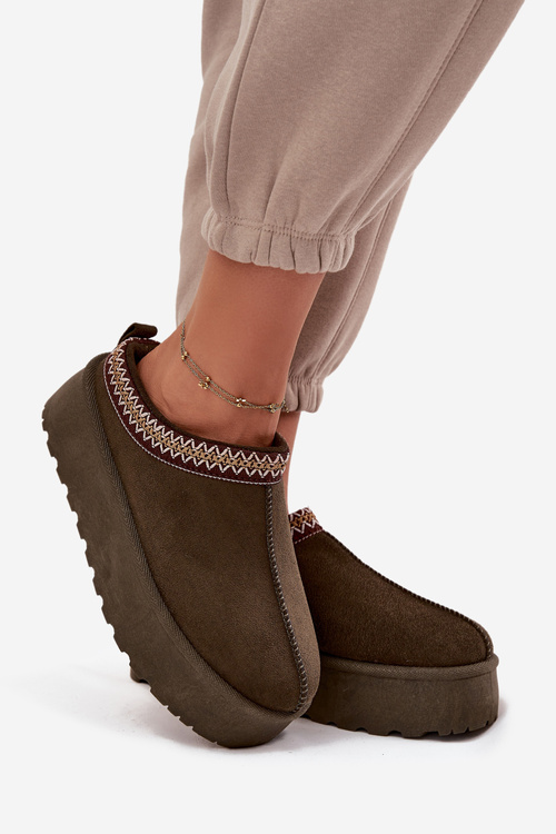 Śniegowce Damskie Z Ozdobnym Haftem Ciemnozielone Jenira