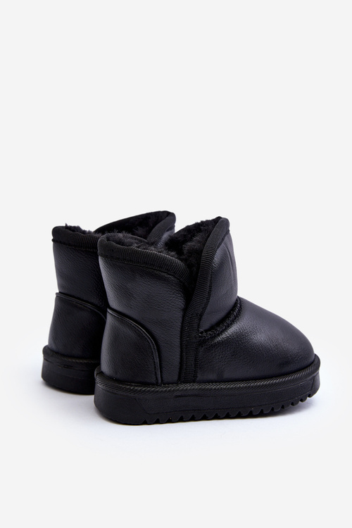 Eko Skórzane Śniegowce Dziecięce Czarne Husalta