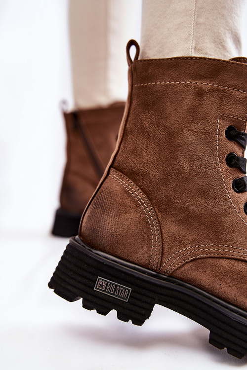 Damskie Zamszowe Botki Big Star KK274504 Brązowe