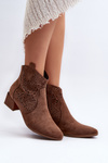 Damskie Ażurowe Botki Brązowe Madalina