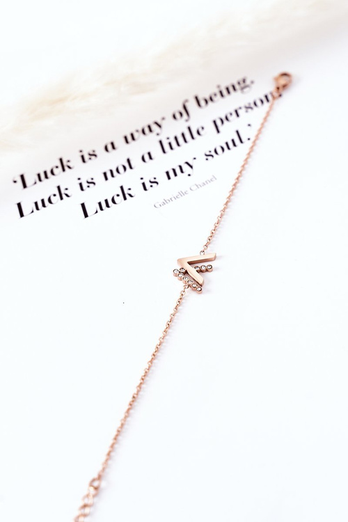 Bransoletka Na Łańcuszku Z Cyrkoniami Różowe Złoto - V