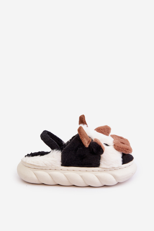 Dziecięce Futrzane Kapcie Z Motywem Krowy Białe Tamorrin