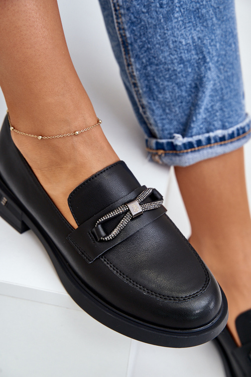 Mokasyny Damskie Ze Skóry Naturalnej Vinceza 62181 Czarne