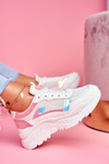 Sportowe Damskie Buty Różowe Białe Memory