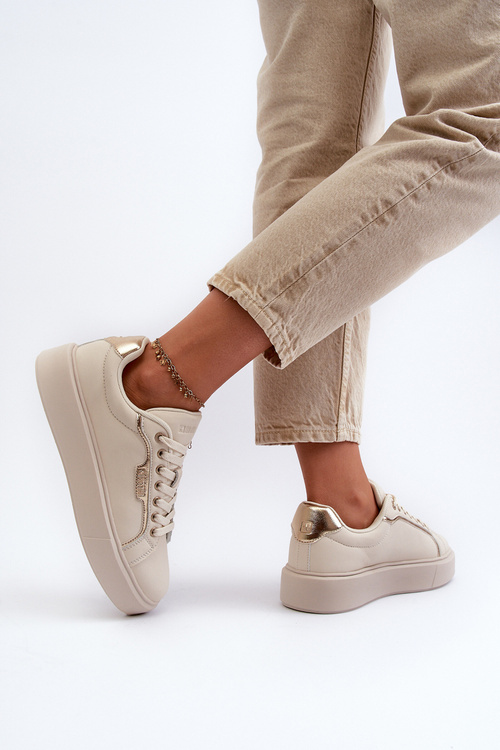 Sneakersy Damskie Big Star NN274334 Memory Foam System Beżowe