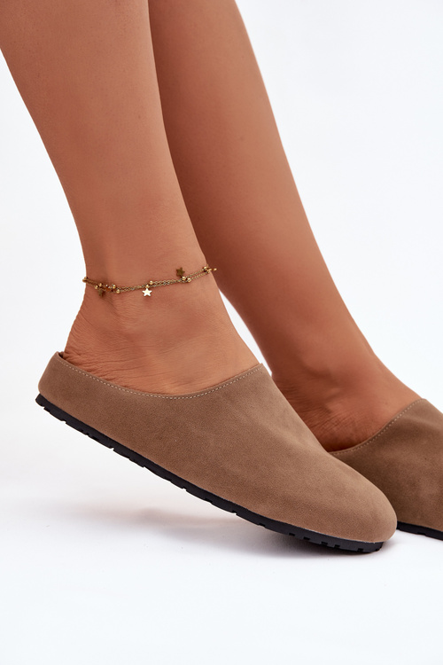 Kapcie Damskie Z Eko Zamszu Khaki Kalvess