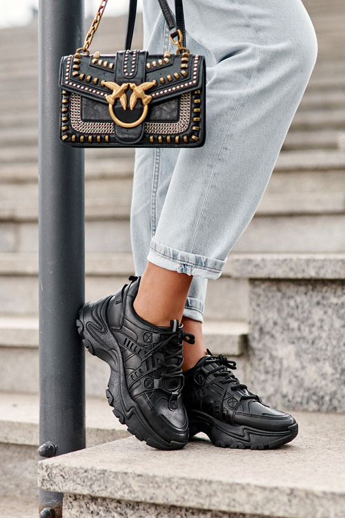 Masywne Damskie Buty Sportowe Sneakersy Czarne Toderus