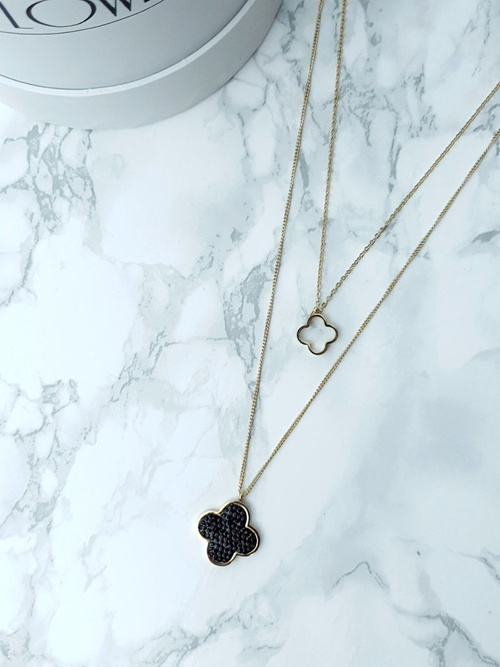 Damski Naszyjnik W Kolorze Złota Podwójny z Koniczyną Vern