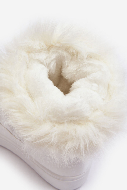 Damskie Śniegowce Sznurowane Białe Santero - Białe