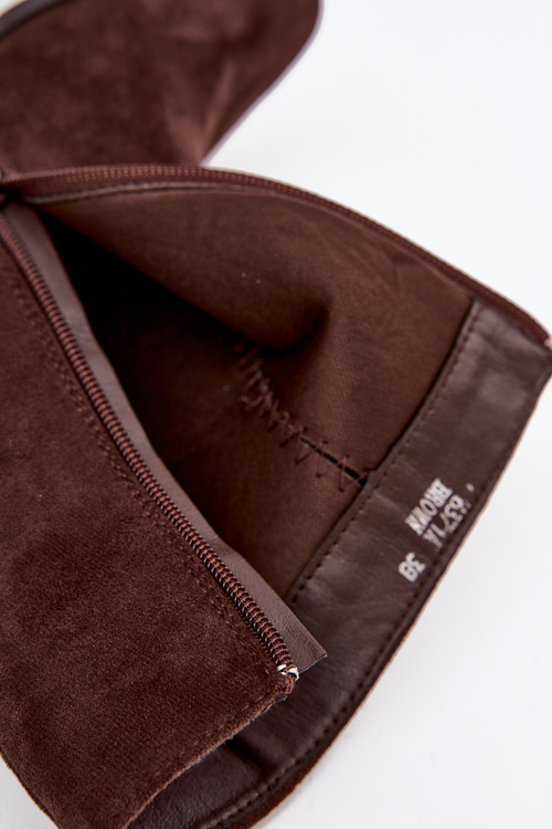 Botki Damskie Na Słupku Z Eko Zamszu Czekoladowe Inessa