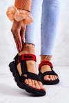 Damskie Sportowe Sandały Lee Cooper LCW-22-34-0954L Czarno-Czerwone