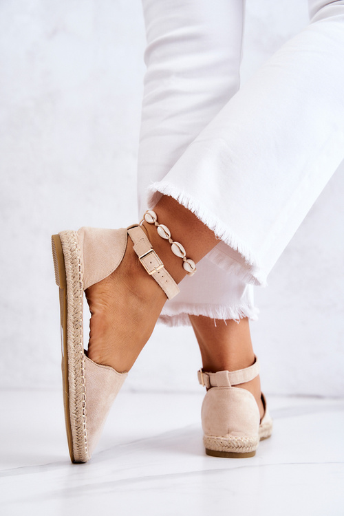 Damskie Espadryle Na Sprzączkę Jasnobeżowe Bonetti