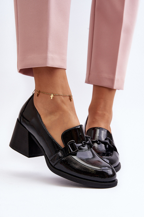 Lakierowane Półbuty Na Obcasie Czarne Nireva