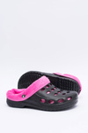 Damskie Klapki Ocieplane Czarno Różowe Kroksy EVA