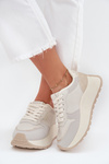 Ocieplane Sneakersy Damskie Na Platformie Big Star SS274008 HI-POLY SYSTEM Jasnobeżowe